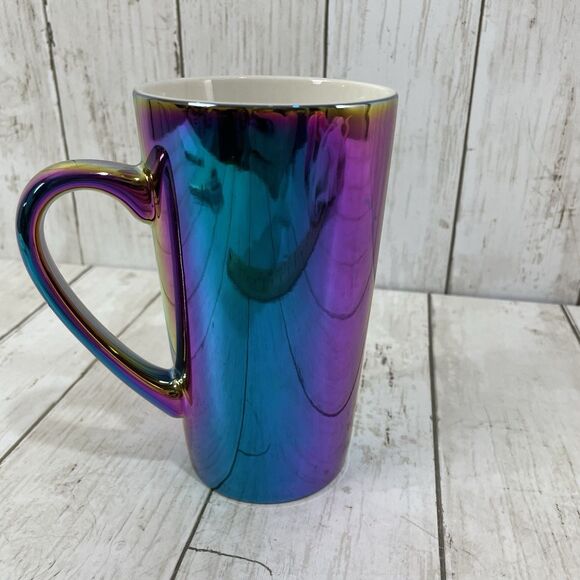 Starbucks - 2022 Iridescent Rainbow / Oil Slick 16oz Tall Ceramic Coffee Mug - Picture 3 of 6